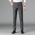 Men's thin casual pants, business slim fit straight tube, middle-aged trendy men's elastic pants