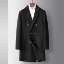 Men's new autumn and winter handmade double-sided woolen coat solid color double breasted medium long windbreaker 