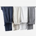 Elastic waist drawstring linen casual pants for men, loose fit youth, small feet cotton linen pants 