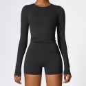 Winter brushed long sleeved yoga clothes, high-strength fitness clothes, Pilates running sports long sleeves 