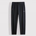 Men's elastic waist sports casual pants, men's fat straight leg ice silk pants 