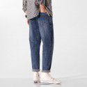 Jeans, loose, oversized, casual, stretchy, British trend, small leg denim pants for men