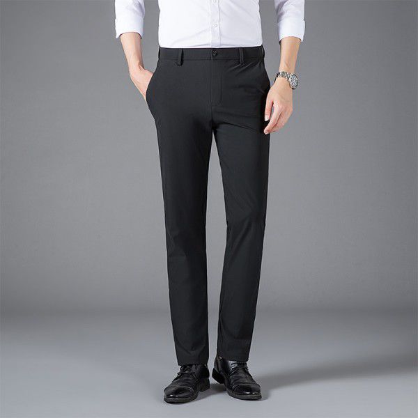 Men's casual pants brand, no perm middle-aged dad outfit, versatile straight leg elastic pants