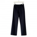 Double sided woolen high waisted straight leg casual pants, lightweight mulberry silk temperament pants, versatile for commuting