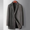 Men's coat, autumn and winter suit collar, double-sided woolen windbreaker, youth business detachable goose down inner lining, wool warm jacket 