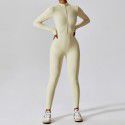 Zipper nude long sleeved yoga jumpsuit, high-intensity fitness sports jumpsuit, tight fitting bodysuit 