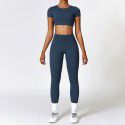 Tight fitting sandblasting yoga suit, quick drying fitness suit, winter outdoor running suit, female 