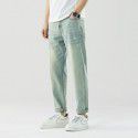 Men's jeans retro washed loose and slightly cross fashionable men's straight leg denim pants