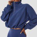 High neck fitness sweatshirt for women, outdoor running, drawstring zipper, loose long sleeved sweatshirt for women 