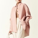 Autumn and winter layered light and thin mulberry silk woolen coat, wool coat, women's loose and casual single breasted lapel woolen coat 