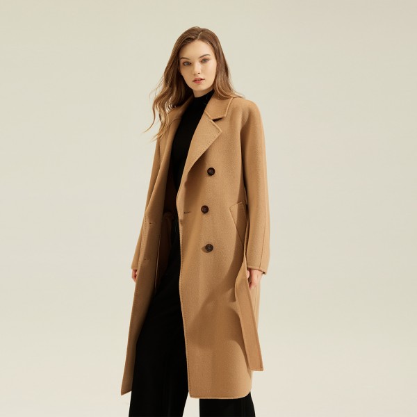 Double sided cashmere coat, pure cashmere woolen coat, women's coat