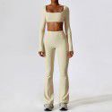 Autumn shock resistant nude yoga suit set, quick drying tight fitting fitness suit, casual sports suit, women's clothing 