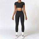 Tight fitting sandblasting yoga suit, quick drying fitness suit, winter outdoor running suit, female 