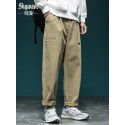 Khaki casual pants men's loose fit plus size straight leg work pants autumn men's sports pants 