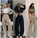 Design Sense Personalized Strap Wide Leg Suit Pants Women's High Waist Retro Casual Floor Dragging Pants 