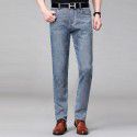 Men's lightweight business high-quality jeans, middle-aged men's stretch slim fit classic men's long pants 