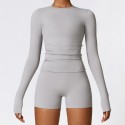 Winter brushed long sleeved yoga clothes, high-strength fitness clothes, Pilates running sports long sleeves 