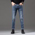 Jeans Men's Autumn and Winter Thick Youth Korean Edition Elastic Slim Fit Small Feet Brand Men's Pants 