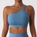 Slant shoulder shock-absorbing yoga bra with cloud feel and beautiful back, sports bra with irregular shoulder straps, running and fitness vest top 