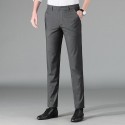 Men's thin casual pants, business slim fit straight tube, middle-aged trendy men's elastic pants