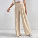 Women's commuting style pleated casual wide leg pants loose pants 