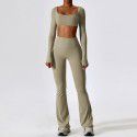 Autumn shock resistant nude yoga suit set, quick drying tight fitting fitness suit, casual sports suit, women's clothing 