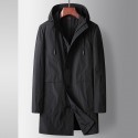 Men's windbreaker new mid to long hooded zipper version top, young and middle-aged light luxury business casual jacket 