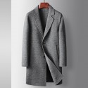 Men's coat, autumn and winter wool windbreaker, mid to long length, youth, light luxury, business, double-sided, casual warm jacket 