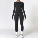 Tight fitting sandblasting yoga suit, quick drying fitness suit, winter outdoor running suit, female 