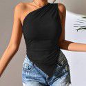 Autumn and winter new slim fit irregular sloping shoulder sexy off shoulder vest with camisole top 