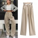 Design Sense Personalized Strap Wide Leg Suit Pants Women's High Waist Retro Casual Floor Dragging Pants 