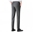 Men's thin casual pants, business slim fit straight tube, middle-aged trendy men's elastic pants