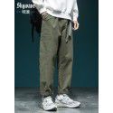 Khaki casual pants men's loose fit plus size straight leg work pants autumn men's sports pants 