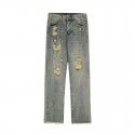 Men's casual pants, hip-hop retro distressed cat whisker denim fashion men's pants 