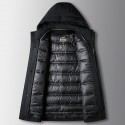 Men's down jacket for autumn and winter, mid length white goose down, detachable inner liner, middle-aged and young business hooded, thick down jacket 