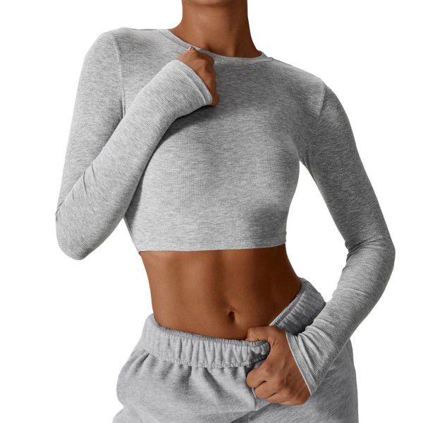 Leisure running sports T-shirt long sleeved fitness suit quick drying slimming thin and light long sleeved yoga suit top 