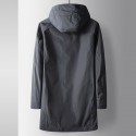 Men's windbreaker new mid to long hooded zipper version top, young and middle-aged light luxury business casual jacket 