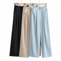 Design Sense Personalized Strap Wide Leg Suit Pants Women's High Waist Retro Casual Floor Dragging Pants 