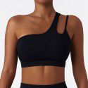 Slant shoulder shock-absorbing yoga bra with cloud feel and beautiful back, sports bra with irregular shoulder straps, running and fitness vest top 