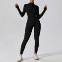 Zipper nude long sleeved yoga jumpsuit, high-intensity fitness sports jumpsuit, tight fitting bodysuit 