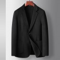 Men's casual suit autumn and winter solid color wool single west handmade double-sided woolen business suit thick coat 