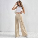 Women's commuting style pleated casual wide leg pants loose pants 