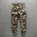 Men's camouflage work pants straight leg casual pants with multiple pockets, washed pants