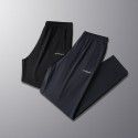 Men's elastic waist sports casual pants, men's fat straight leg ice silk pants 