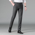 Men's thin casual pants, business slim fit straight tube, middle-aged trendy men's elastic pants