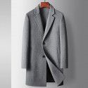 Men's coat for autumn and winter, 100% wool, medium to long length, youth business double-sided woolen windbreaker, solid color casual coat 