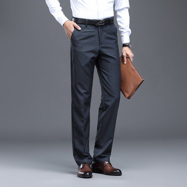 Middle aged men's casual pants, business casual, no ironing, straight tube, slim fit, high-end fashion pants