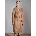 Double sided cashmere coat for women in winter, lace up to show off slimming temperament, woolen coat, medium to long style