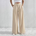 Women's commuting style pleated casual wide leg pants loose pants 