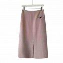 Double sided woolen skirt made of mulberry silk and wool, split straight tube skirt, lightweight wool, medium to long casual skirt